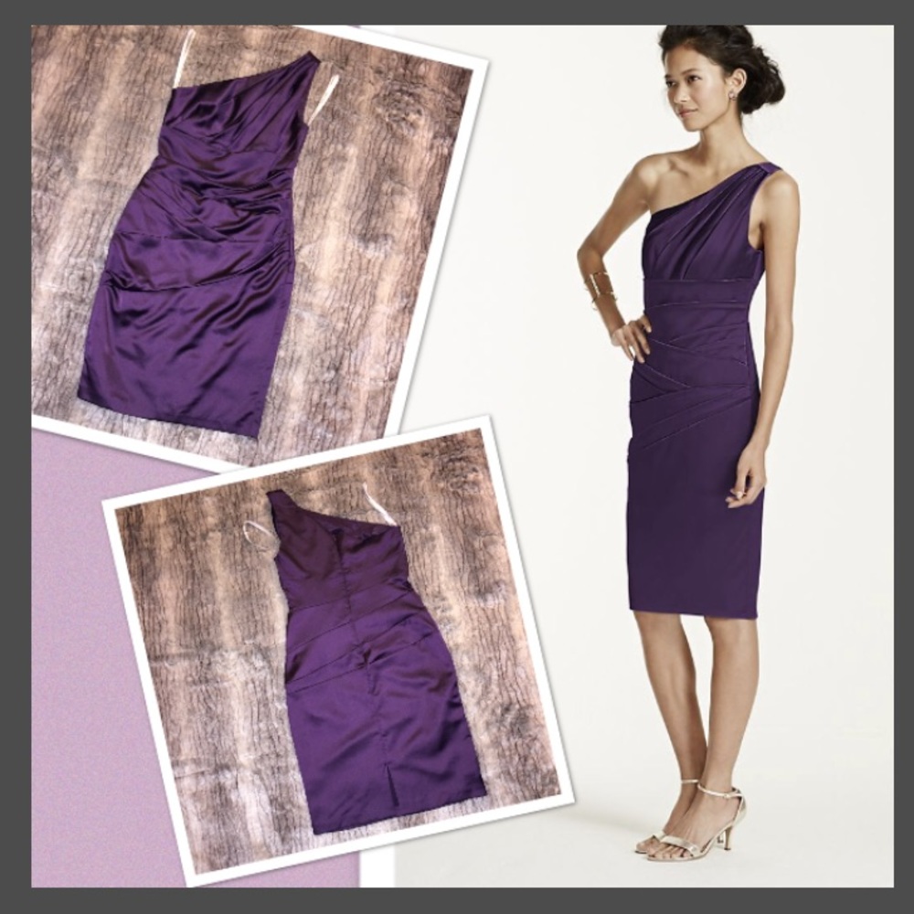 EUC Lapis Plum David’s Bridal One shoulder dress 6